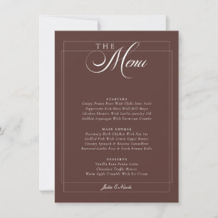 Invitación Menú de Boda Caligrafía Marrón Chocolate Clásico M