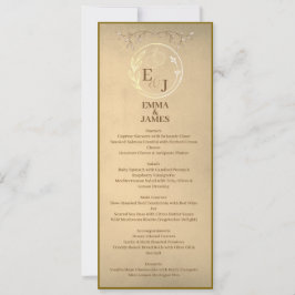 Invitación Menú de Boda con Acuarela en Beige y Crema Chic, M