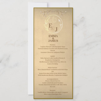 Invitación Menú de Boda con Acuarela en Beige y Crema Chic, M