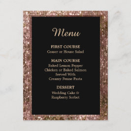 Invitación Menú de Boda con Brillo de Oro Rosa
