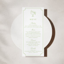 Menú de Boda con Marco Doble Verde Cítrico Moderno