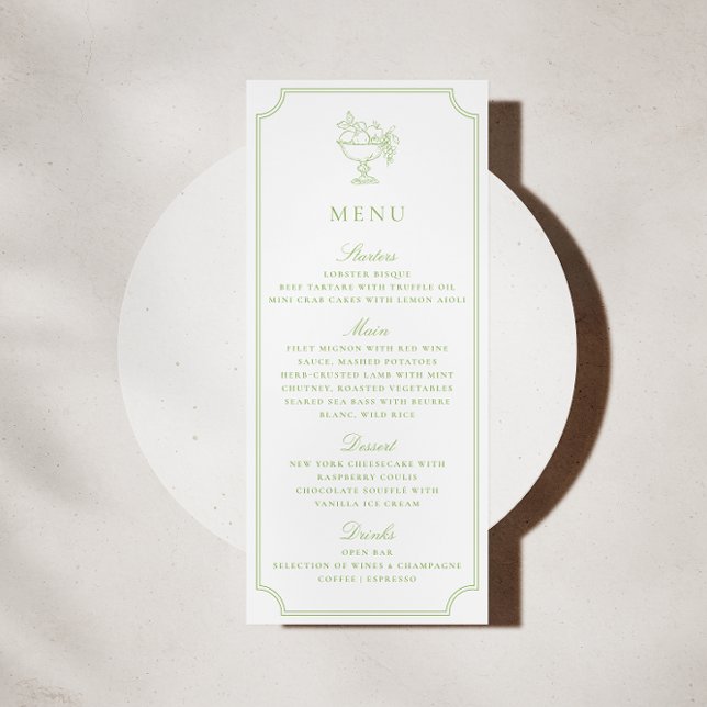 Invitación Menú de Boda con Marco Doble Verde Cítrico Moderno (Subido por el creador)