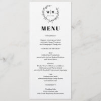 Menú de Boda con Monograma de Corona Elegante