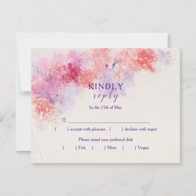 Invitación Menú de Boda con sabor pastel Elección RSVP (Anverso)