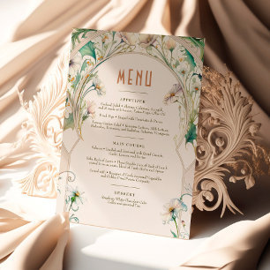 Invitación Menú de Boda Daisies Art Nouveau de Mucha
