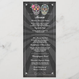 Invitación Menú de Boda de Calaveras de Azúcar Pizarra