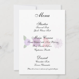 Invitación Menú de Boda de Flor Silvestre y Mariposa Romántic