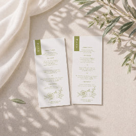 Invitación Menú de Boda de Girasoles Calabaza Verde Oliva