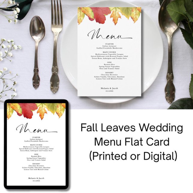 Invitación Menú de Boda de Hojas de Otoño (Subido por el creador)