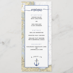 Invitación Menú de Boda de la Carta Náutica del Puerto de Dux