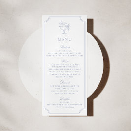 Invitación Menú de Boda de Marco Doble Azul Claro