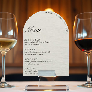 Invitación Menú de Boda de Old Money Minimalista Ecru White A
