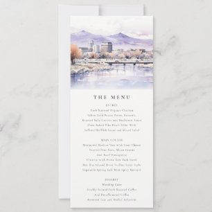 Invitación Menú de boda de paisaje al acuarela de Boise, Idah