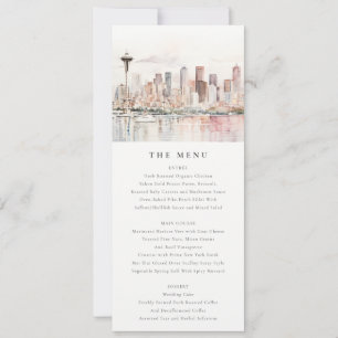 Invitación Menú de Boda de Paisaje al Acuarela de Seattle Was
