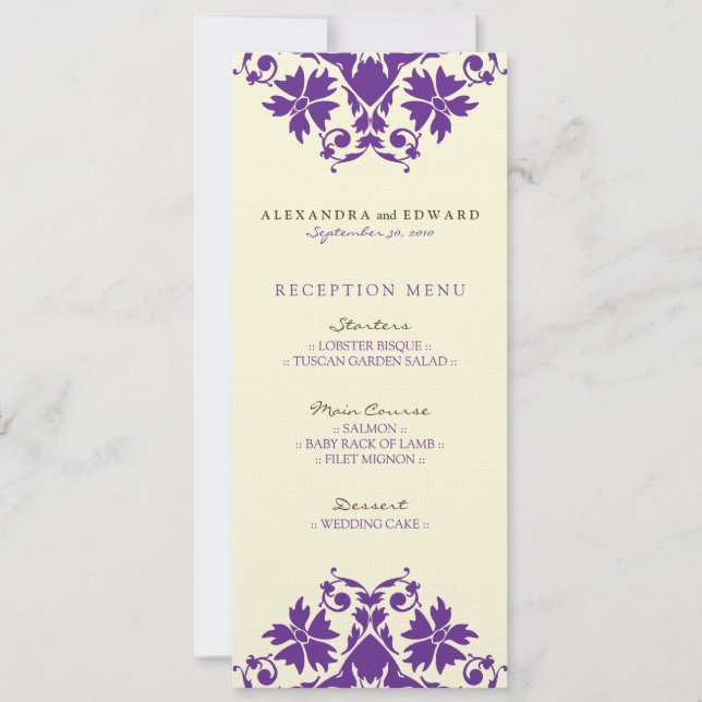 Invitación Menú de Boda de Sello Decorativo para Recepción (v (Anverso)
