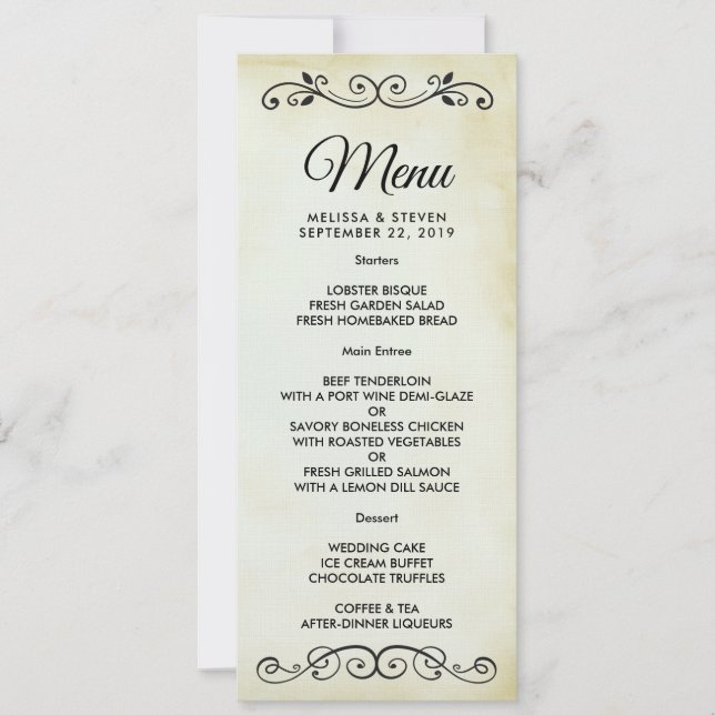 Invitación Menú de Boda de temática occidental de moda antigu (Anverso)