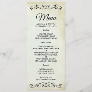 Invitación Menú de Boda de temática occidental de moda antigu