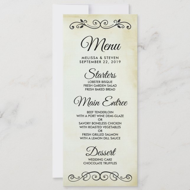 Invitación Menú de Boda de temática occidental de moda antigu (Anverso)