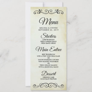 Invitación Menú de Boda de temática occidental de moda antigu