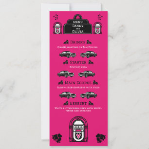 Invitación Menú de Boda Diner Retro de los 50