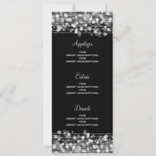 Invitación Menú de Boda Elegante con Destellos de Plata