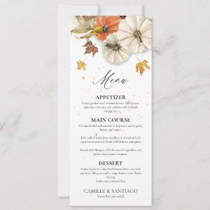 Invitación Menú de Boda Elegante de Otoño