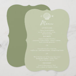 Invitación Menú de Boda en Verde Salvia con Soporte Troquelad