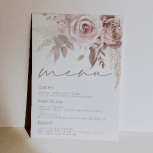 Invitación Menú de Boda Floral con Rubor Precioso Digital