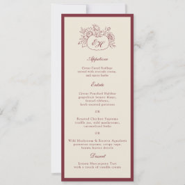 Invitación Menú de Boda Formal de Calabaza Borgoña