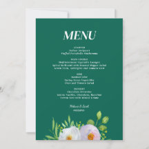 Menú de boda imprimible floral verde bosque