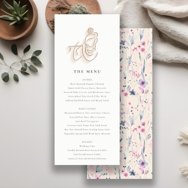 Invitación Menú de Boda indio Krishna, flor silvestre Rubor G (Subido por el creador)