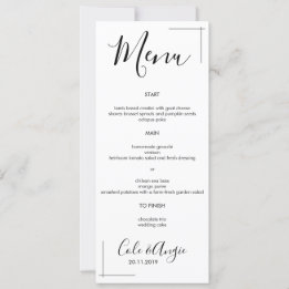 Invitación Menú de Boda Minimalista con Borde Cruzado