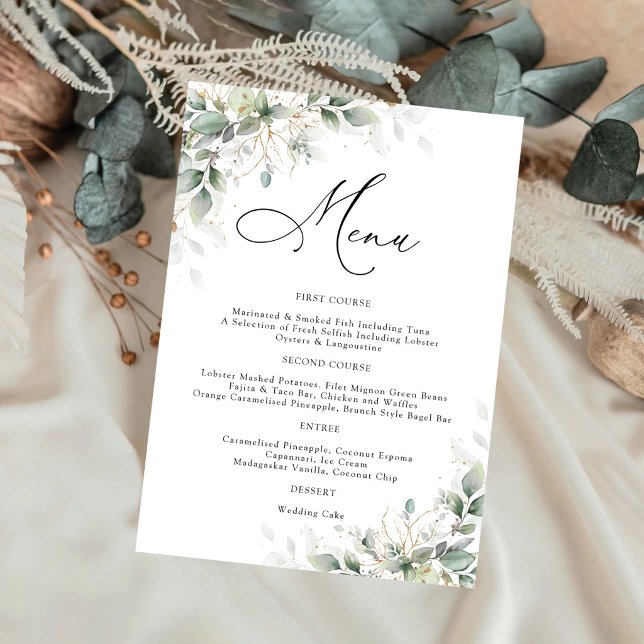 Invitación Menú de Boda Minimalista de Eucalipto (Subido por el creador)