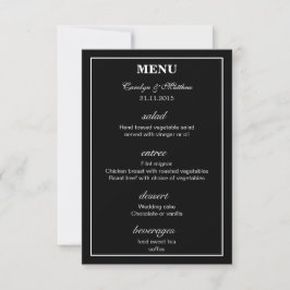 Invitación Menú de Boda Negro Simple y Elegante