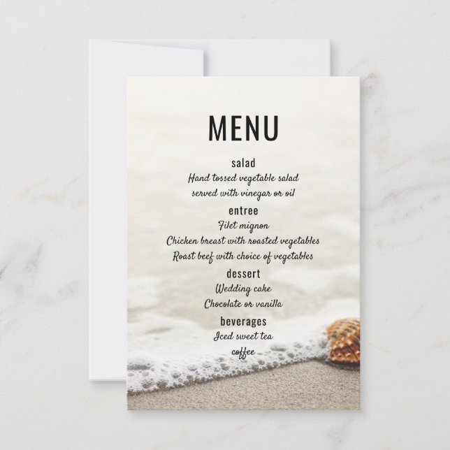 Invitación Menú de Boda Olas de Playa (Anverso)