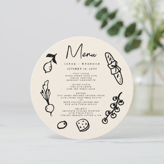 Invitación Menú de Boda Retro con Letra a Mano (Subido por el creador)