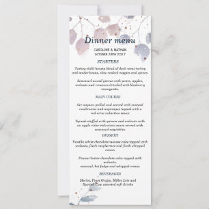 Invitación Menú de Boda Simple y Elegante con Verdor