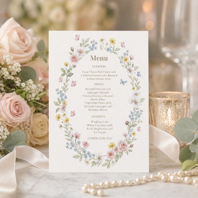Invitación Menú de Boda Suite Floral Acuarela (#weddingmenuinvitation #weddinginvitation #wildflowermenu#wildflowerspring #weddingsummer#softpastel)