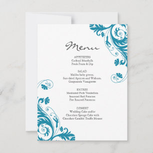 Invitación Menú de Boda Verde Azul