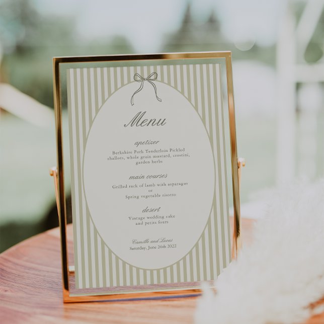 Invitación Menú de Boda Verde con Raya Caprichosa (Subido por el creador)