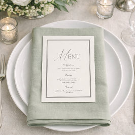 Invitación Menú de Boda Verde Salvia | Floral Marfil Elegante