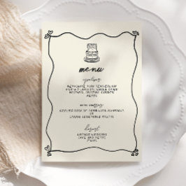 Invitación Menú de Boda Whimsical Retro manuscrito