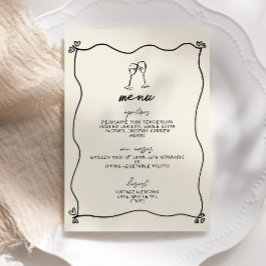 Invitación Menú de Boda Whimsical Retro manuscrito
