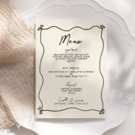 Invitación Menú de Boda Whimsical Retro manuscrito