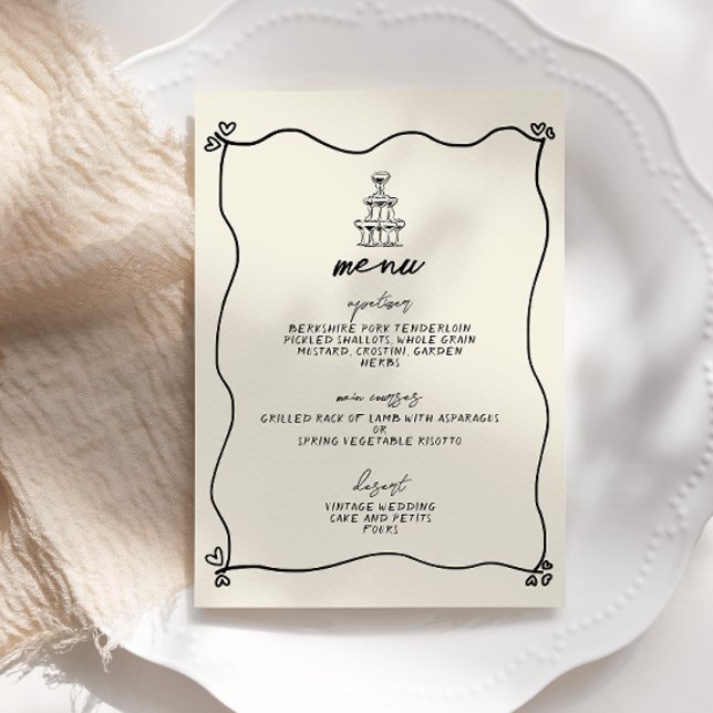 Invitación Menú de Boda Whimsical Retro manuscrito (Subido por el creador)