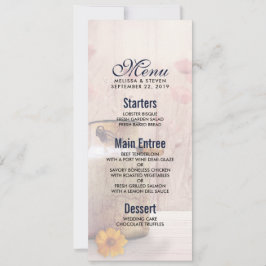 Invitación Menú de bodas de campo de leche rústica