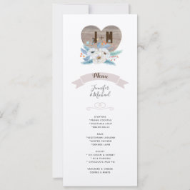 INVITACIÓN MENÚ DE BODAS ETERNAL LOVE FLOR BLANCA KRAFT