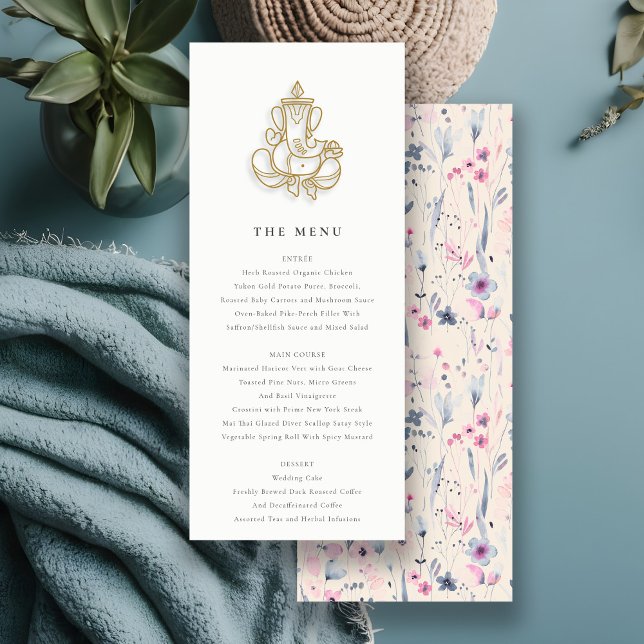 Invitación Menú de Bodas Ganesh Indian Gold de Rubor (Subido por el creador)