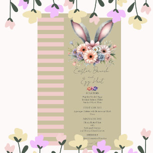 Invitación Menú de Brunch de Pascua Aroma de conejo floral