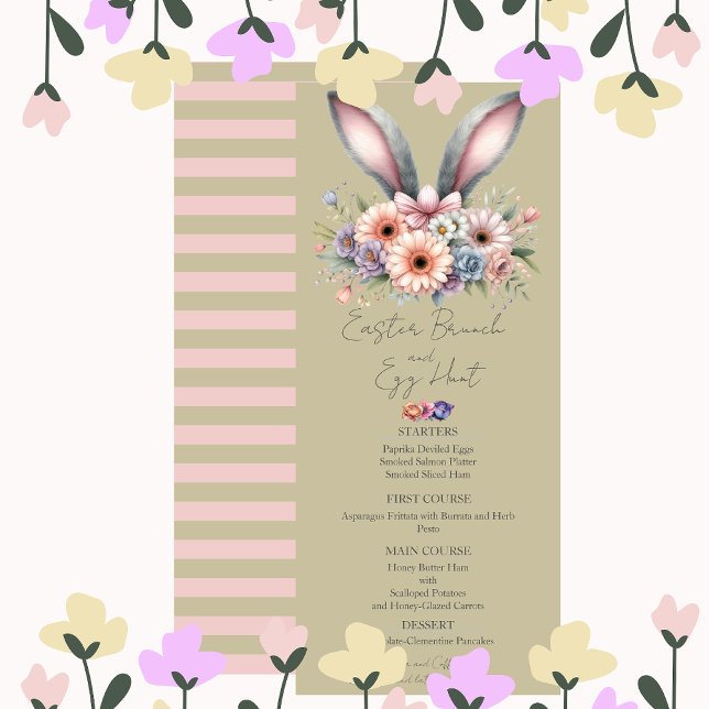 Invitación Menú de Brunch de Pascua Aroma de conejo floral (Subido por el creador)